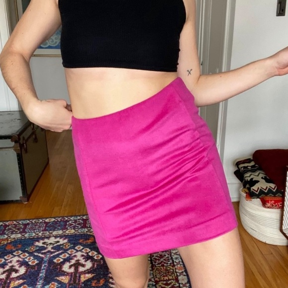 The Limited Textured Fur Wool Blend A Line Lined Career Mini Pencil Skirt Pink - Picture 4 of 11